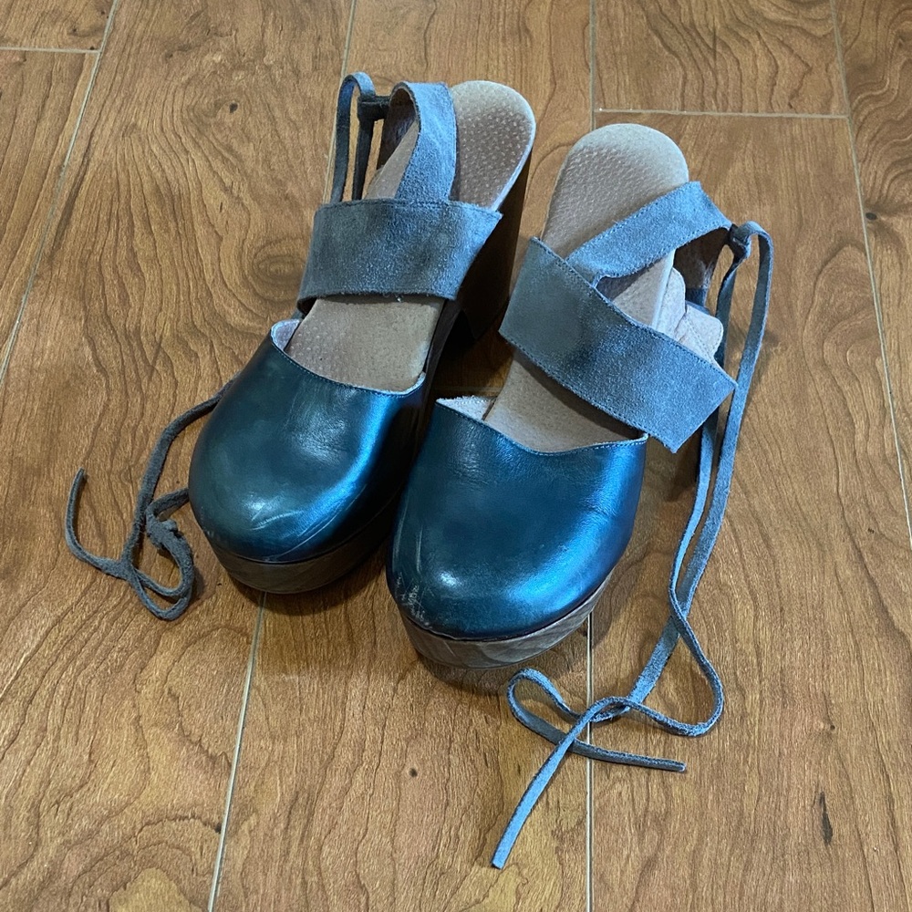 Free People Grey Clogs